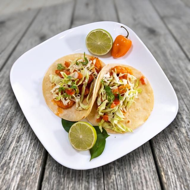 2 Shrimp Tacos.